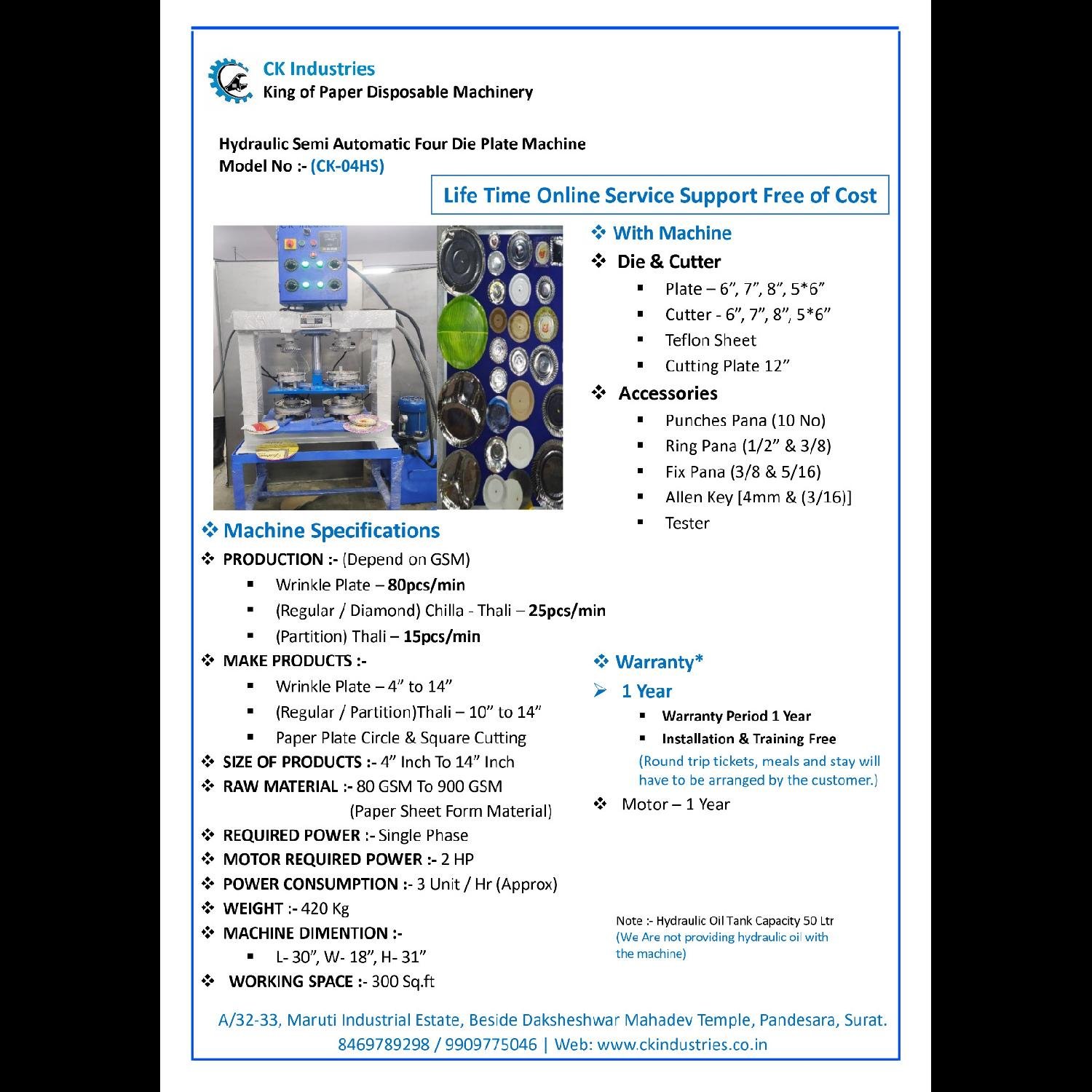 Hydraulic Semi-Automatic Four Die Plate Machine